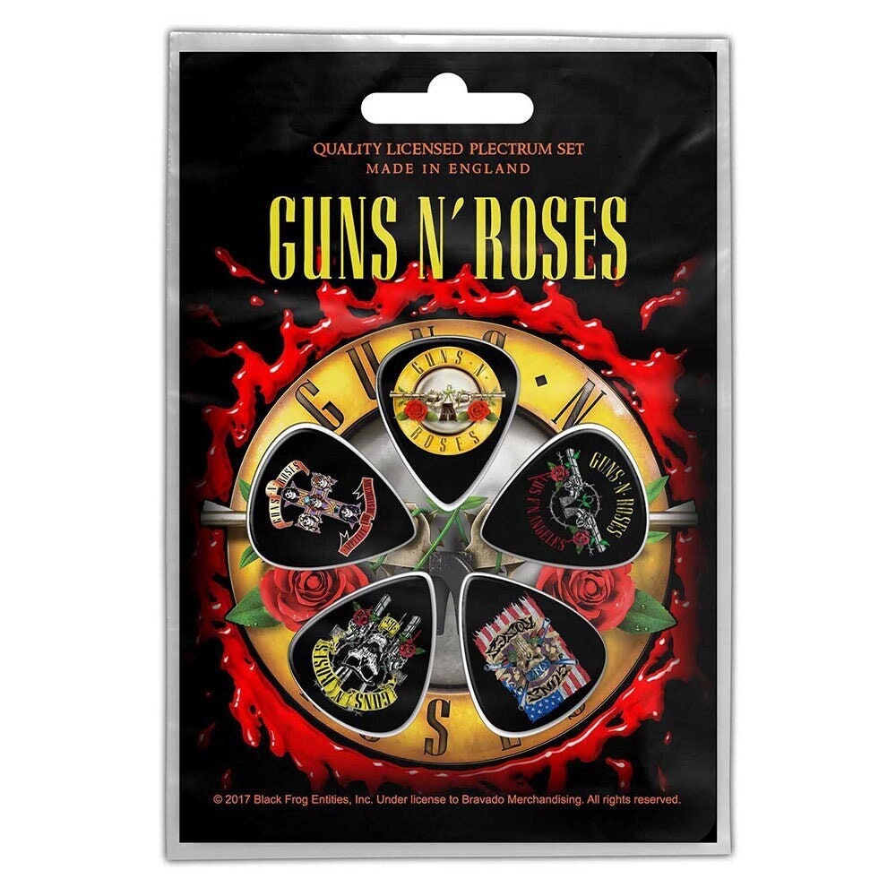 GUNS N' ROSES Guitar Pick 5 Piece Set - GNR Guns N' Roses Bullet Logo Rock Band - Plectrum Set Craft Supply - Officially Licensed