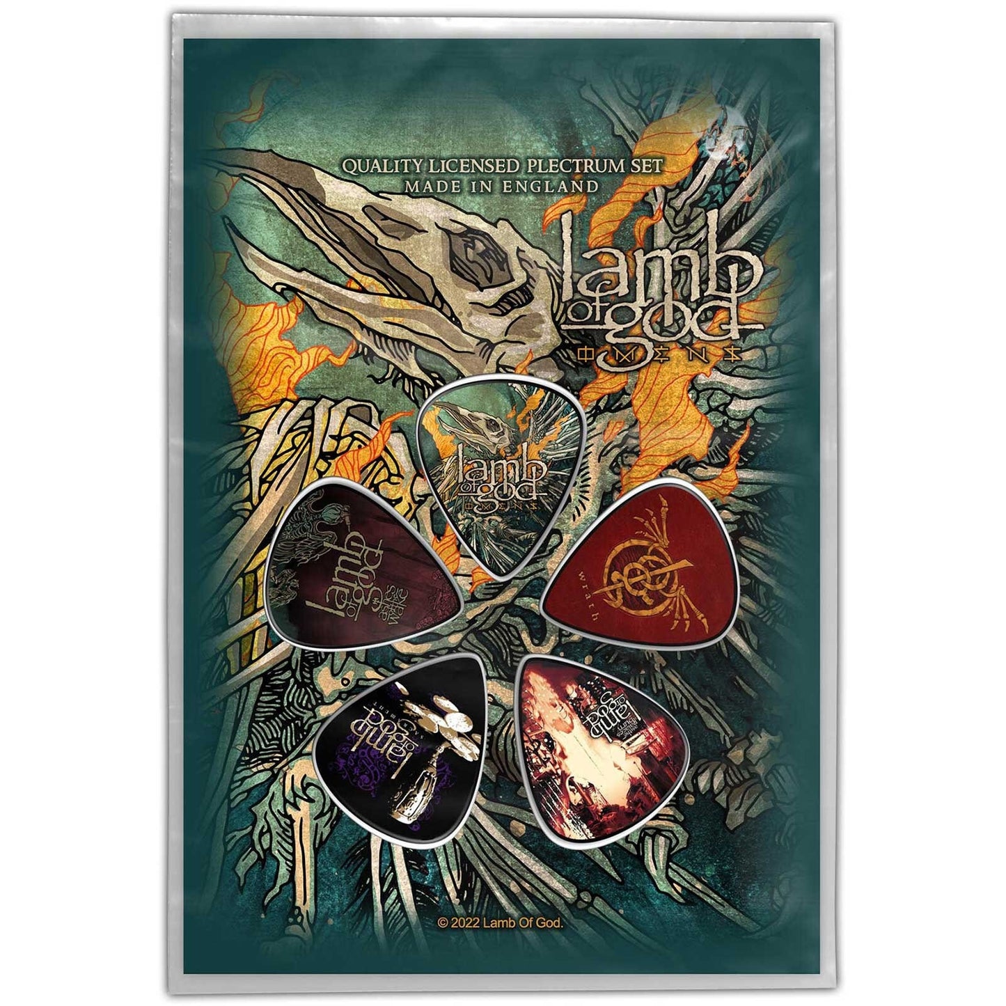 LAMB OF GOD Guitar Pick 5 Piece Set - Lamb Of God Omens Heavy Metal Band - Plectrum Set Craft Supply - Officially Licensed