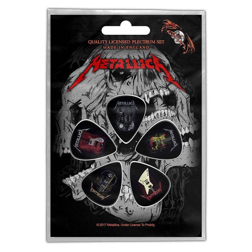 METALLICA Guitar Pick 5 Piece Set - Metallica Guitars Heavy Metal Band - Plectrum Set Craft Supply - Officially Licensed