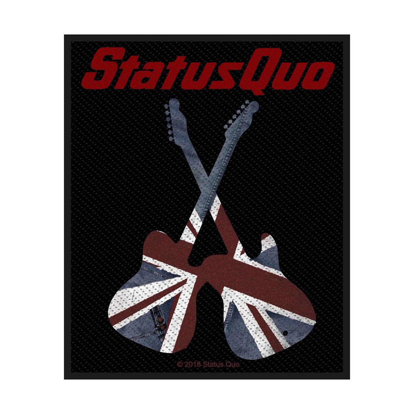STATUS QUO Patch - 4x3.25 Inch - Status Quo Guitars Flag British Rock Band Embroidered Patch Applique Craft Supply - Officially Licensed