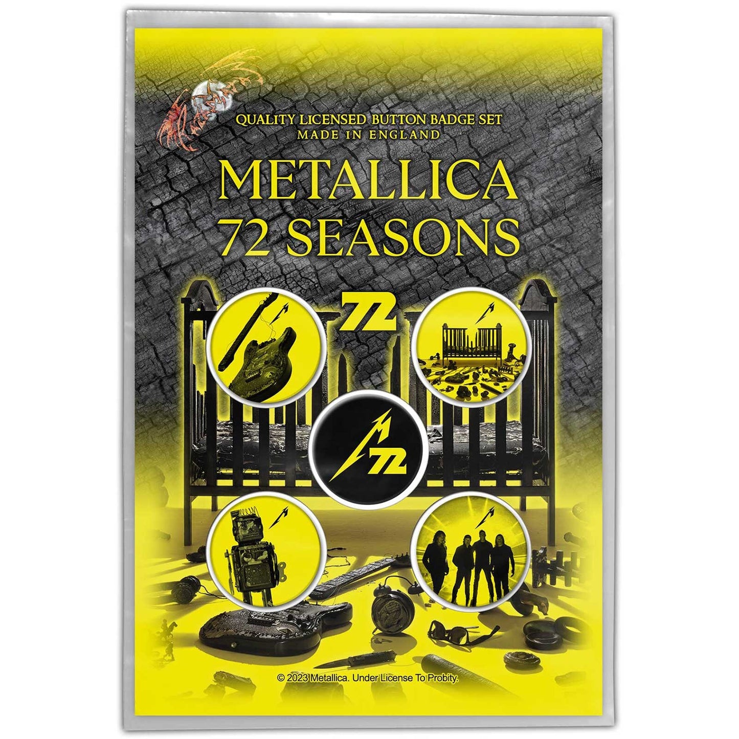 METALLICA Button Badge 5 Piece Set - Each Badge Approx 1 Inch - Metallica 72 Seasons Album - Pinback Badge Button Pack Set