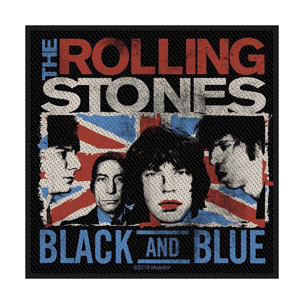 THE ROLLING STONES Patch - Approx 4x4 Inch - Black & Blue Flag Rock Band Embroidered Patch Applique Craft Supply - Officially Licensed