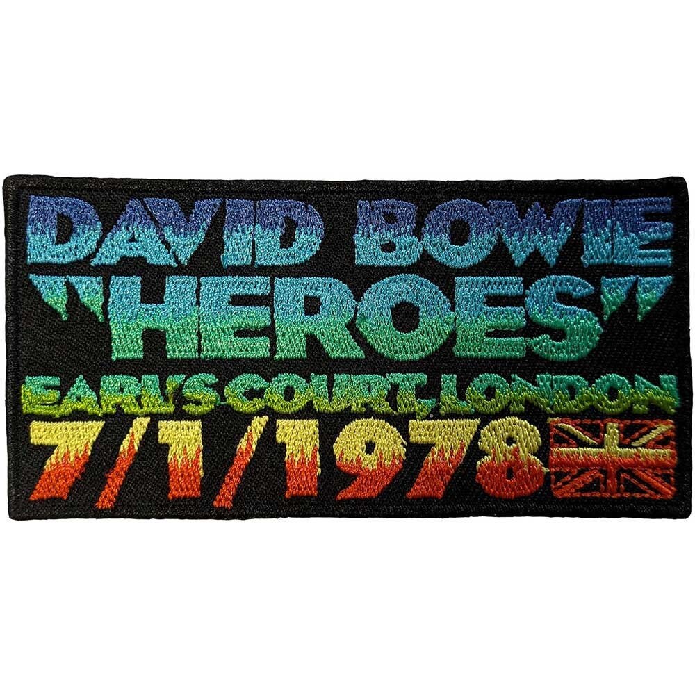 DAVID BOWIE Heroes Patch - 3.5 Inch - David Bowie Heroes Earls Court London Embroidered Patch Applique Craft Supply - Officially Licensed