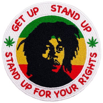 BOB MARLEY Get Up Stand Up Patch - 3.5 Inch - Jamaican Singer and Guitarist Reggae Legend Embroidered Rock Band Patch Applique Craft Supply