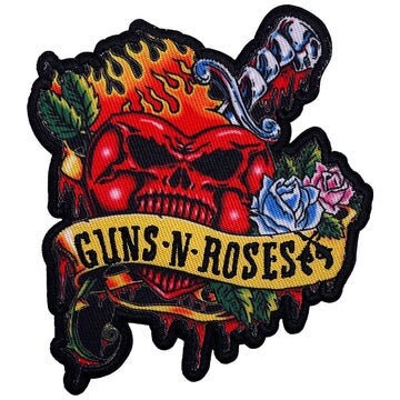 GUNS N' ROSES Patch - 3.4x3.75 Inch - Dagger Heart Guns N' Roses Album Embroidered Hard Rock Band Patch Applique Craft Supply