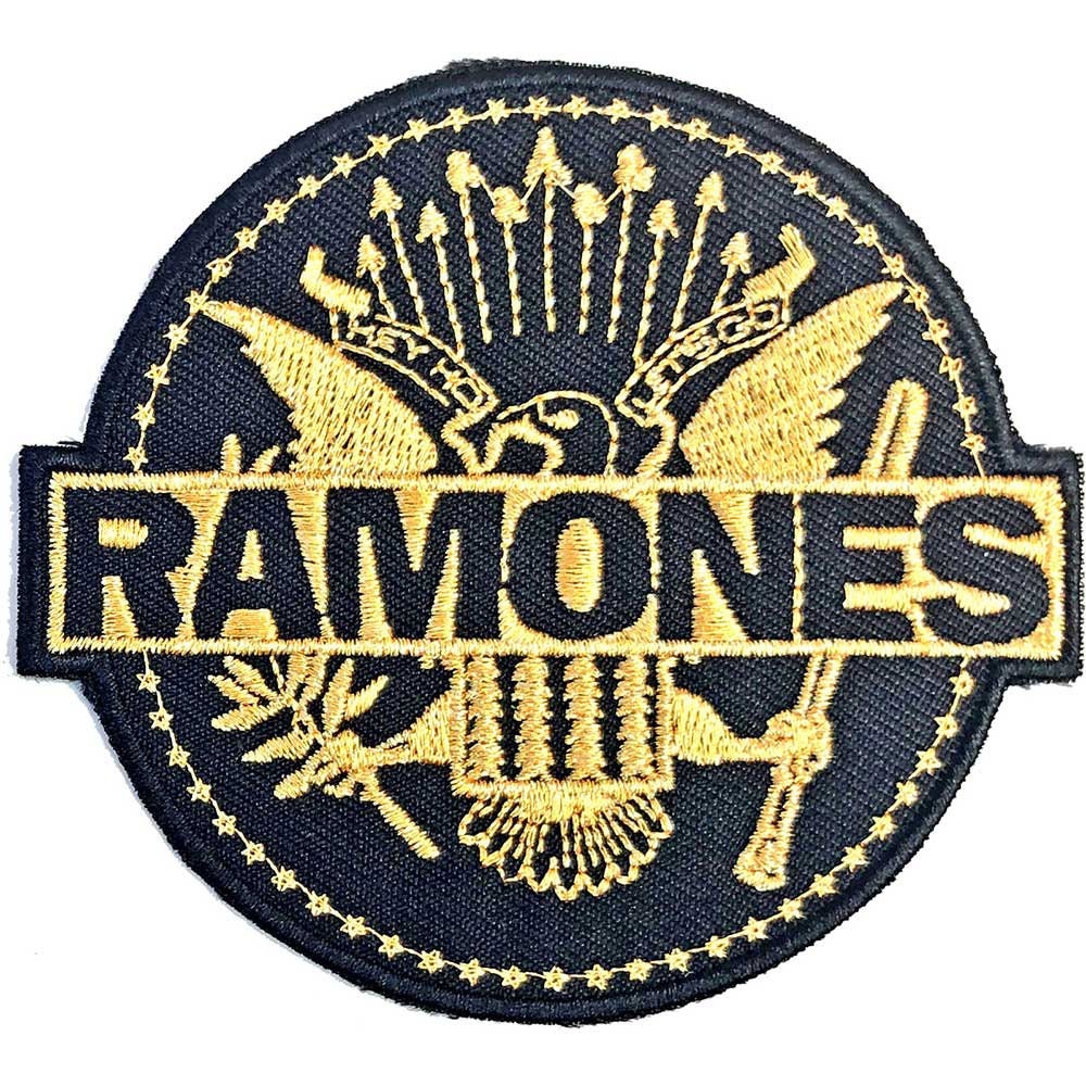 RAMONES Patch - 3.5 Inch - Ramones Punk Rock Band Gold Seal Embroidered Patch Applique Craft Supply - Officially Licensed
