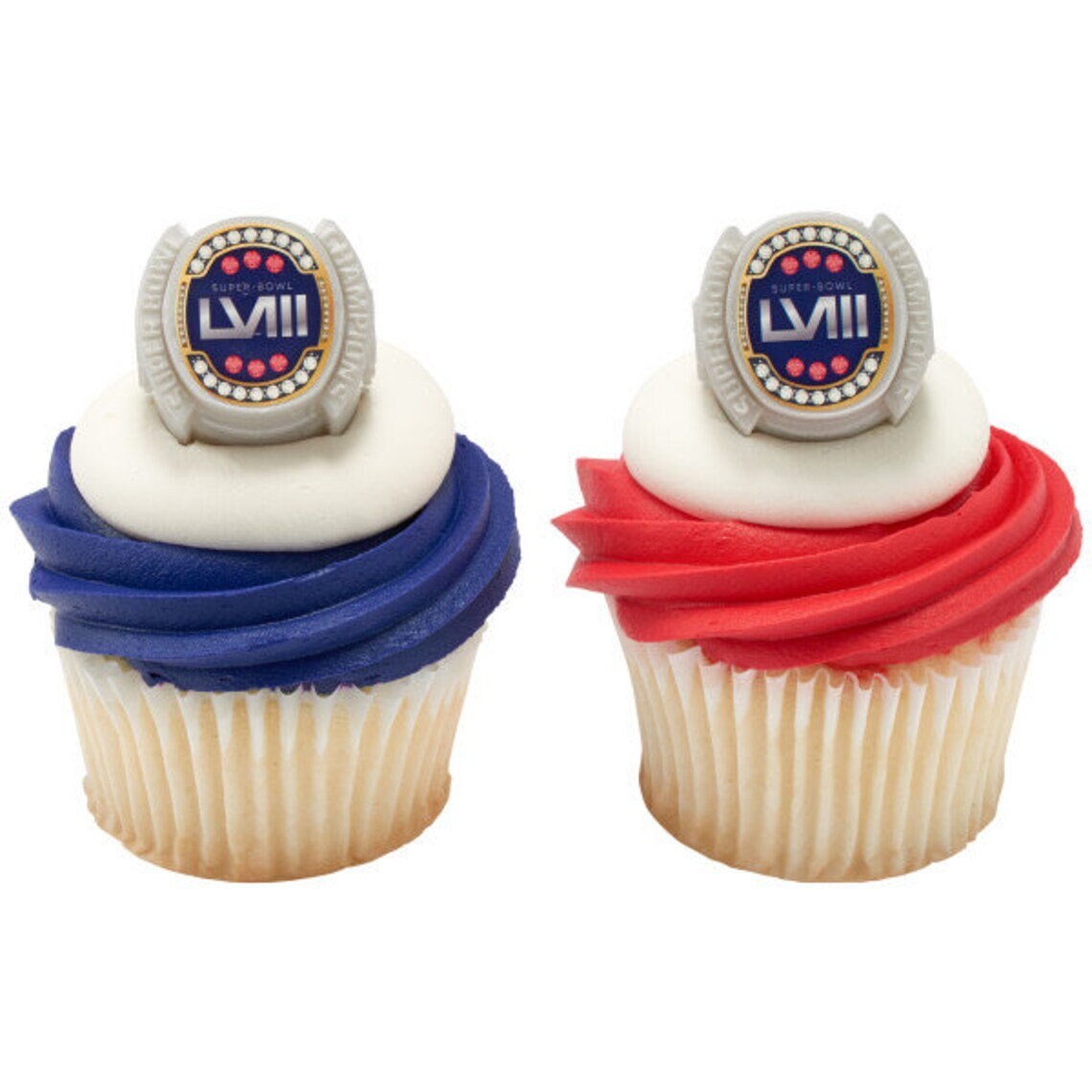 SUPER BOWL 58 LVIII Cupcake Rings Nfl Cake Toppers for Superbowl Party Decoration Football Craft Supply - Kansas City Chiefs and 49ers