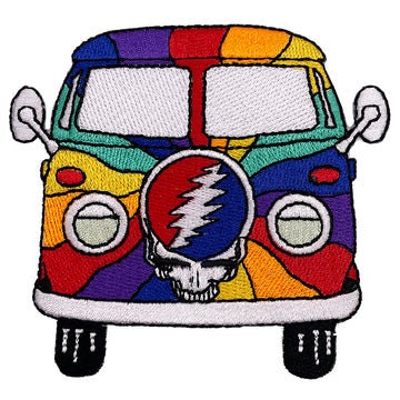 GRATEFUL DEAD Patch - 3.4x3 Inch - SYF Rainbow Bus Grateful Dead Steal Your Face Embroidered Rock Band Patch Applique Craft Supply