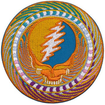 GRATEFUL DEAD Patch - 3.5 Inch - Sunburst SYF Grateful Dead Steal Your Face Rock Band Round Embroidered Patch Applique Craft Supply