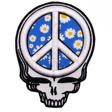 GRATEFUL DEAD Patch - 3x4 Inch - Flowers SYF Grateful Dead 3D Steal Your Face Rock Band Round Embroidered Patch Applique Craft Supply
