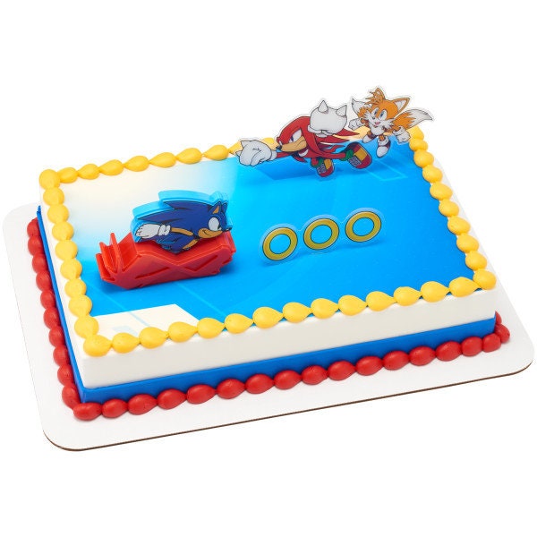 SONIC THE HEDGEHOG Cake Topper Sonic Rings Character Video Game Classic Birthday Party Cake Decoration Decoset Craft Supply