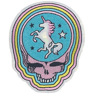 GRATEFUL DEAD Iridescent Unicorn Patch - 2.6x3.3 Inch - Steal Your Face Grateful Dead SYF Embroidered Rock Band Patch Applique Craft Supply