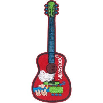 WOODSTOCK Peace Love Guitar Patch - 2x4.9 Inch - Woodstock Summer of Love - Hippie Retro Music Embroidered Patch Applique Craft Supply