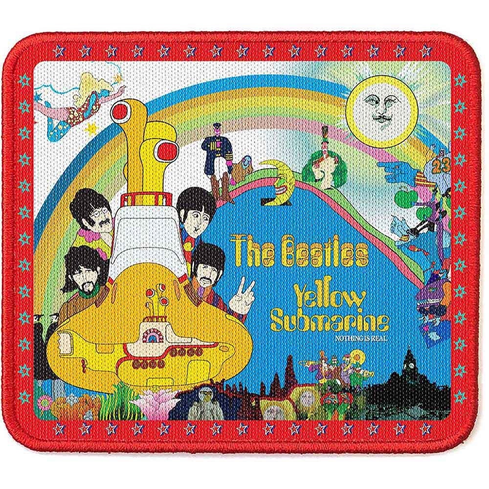 THE BEATLES Patch - 4x3.8 Inch - Beatles Yellow Submarine Stars Border Embroidered Patch Applique Craft Supply - Officially Licensed