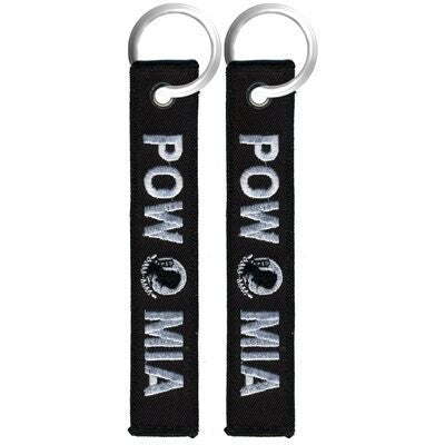 POW MIA Symbol Keychain - United States Military POW Not Forgotten Black Embroidered Key Ring Keyfob Keychain Craft Supply