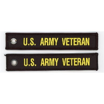 U.S. ARMY Veteran Keychain - United States Army Vet Black Embroidered Key Ring Keyfob US Army Veteran Military Craft Supply
