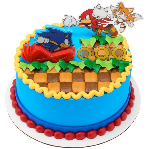 SONIC THE HEDGEHOG Cake Topper Sonic Rings Character Video Game Classic Birthday Party Cake Decoration Decoset Craft Supply