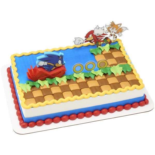 SONIC THE HEDGEHOG Cake Topper Sonic Rings Character Video Game Classic Birthday Party Cake Decoration Decoset Craft Supply