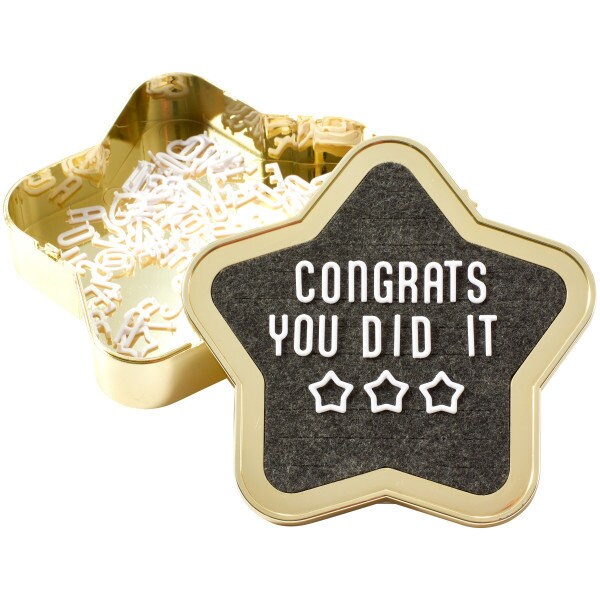Star Grad Letter Board Cake Topper - Graduation Party Letter Board for your Graduate! Cake Decoration - Kids Birthday Decoset Craft Supply