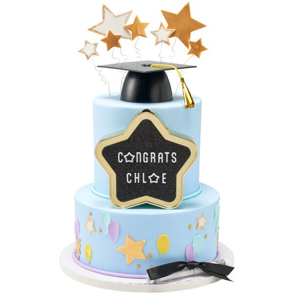 Star Grad Letter Board Cake Topper - Graduation Party Letter Board for your Graduate! Cake Decoration - Kids Birthday Decoset Craft Supply