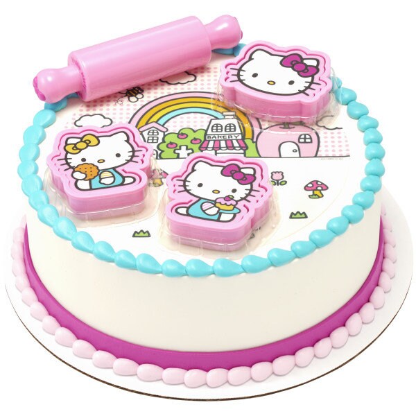 Hello Kitty Cake Topper - Hello Kitty Play Bake Fun! Kids Baking Cookies Birthday Party Cake Decoration - Kids Birthday Decoset Craft Supply