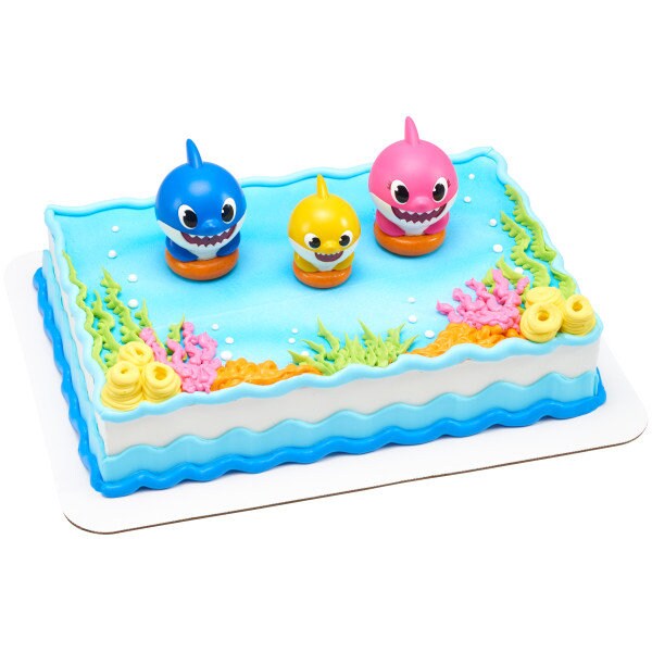 Baby Shark Family Fun Cake Topper - Mommy Daddy Baby Shark Birthday Party Cake Decoration - Kids Birthday Decoset Craft Supply