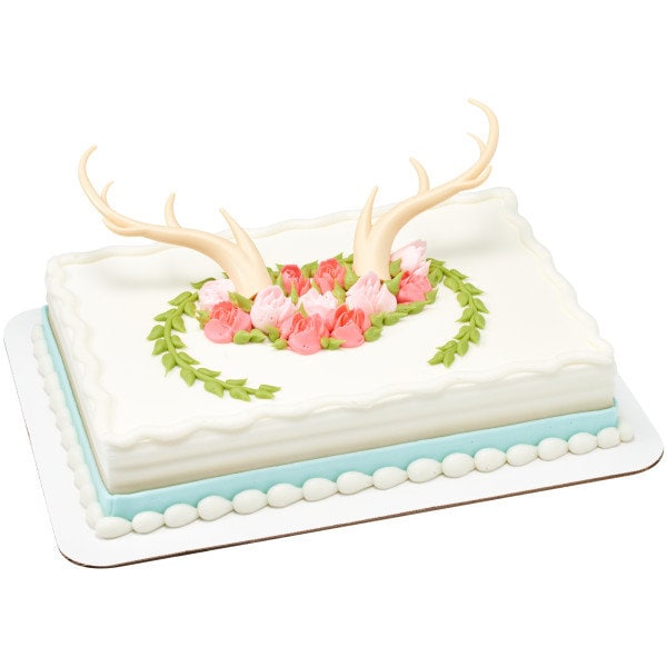 Antler Creations Cake Topper - Deer Hunting Fan Deer Antlers Hunter Birthday Party Cake Decoration - Kids Birthday Decoset Craft Supply