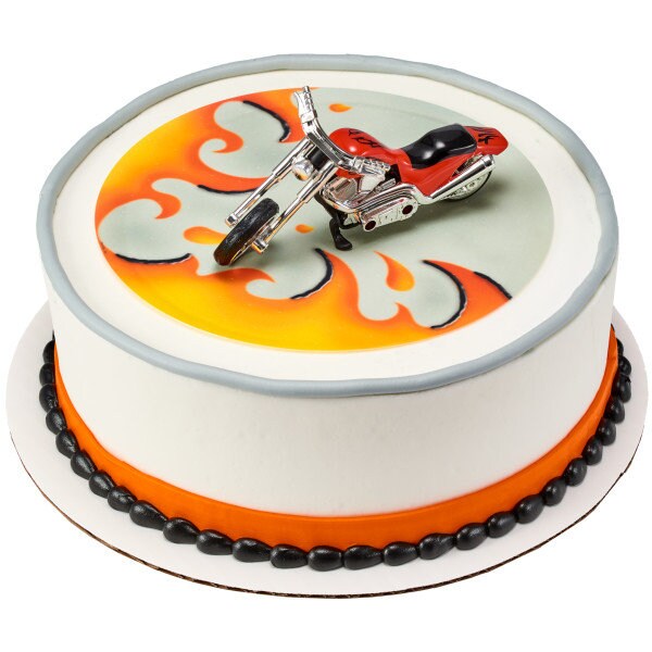 Red Hot Chopper Cake Topper - Motorcycle Red Hot Chopper Biker Birthday Party Cake Decoration - Kids Birthday Decoset Craft Supply