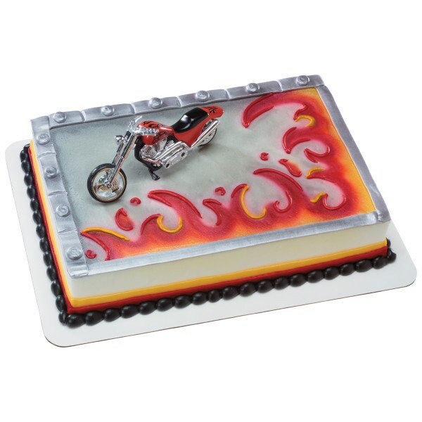 Red Hot Chopper Cake Topper - Motorcycle Red Hot Chopper Biker Birthday Party Cake Decoration - Kids Birthday Decoset Craft Supply