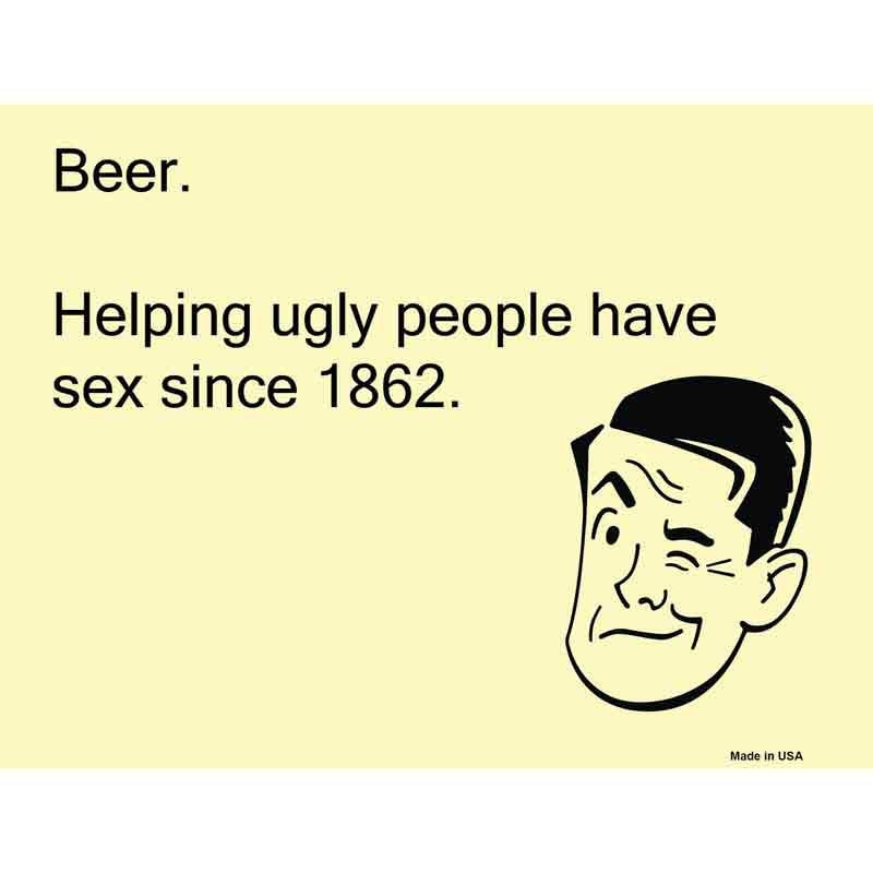 Beer Helping Ugly People Have Sex Decal - 6x4.5 Inch - Funny Novelty Rectangle Sticker Decal - Water Resistant Car Truck Window Craft Supply