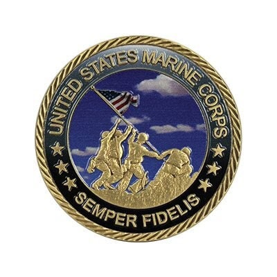 MARINES Semper Fidelis Black Challenge Coin - United States Marine Corp Military Good Luck Double Sided Collectible Challenge Coin
