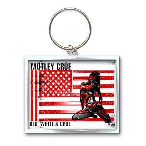 MOTLEY CRUE Metal Keychain - Red, White & Crue Motley Crue Rock Band Album Metal Die-Cast - Rock Band Keyring Keyfob Keychain