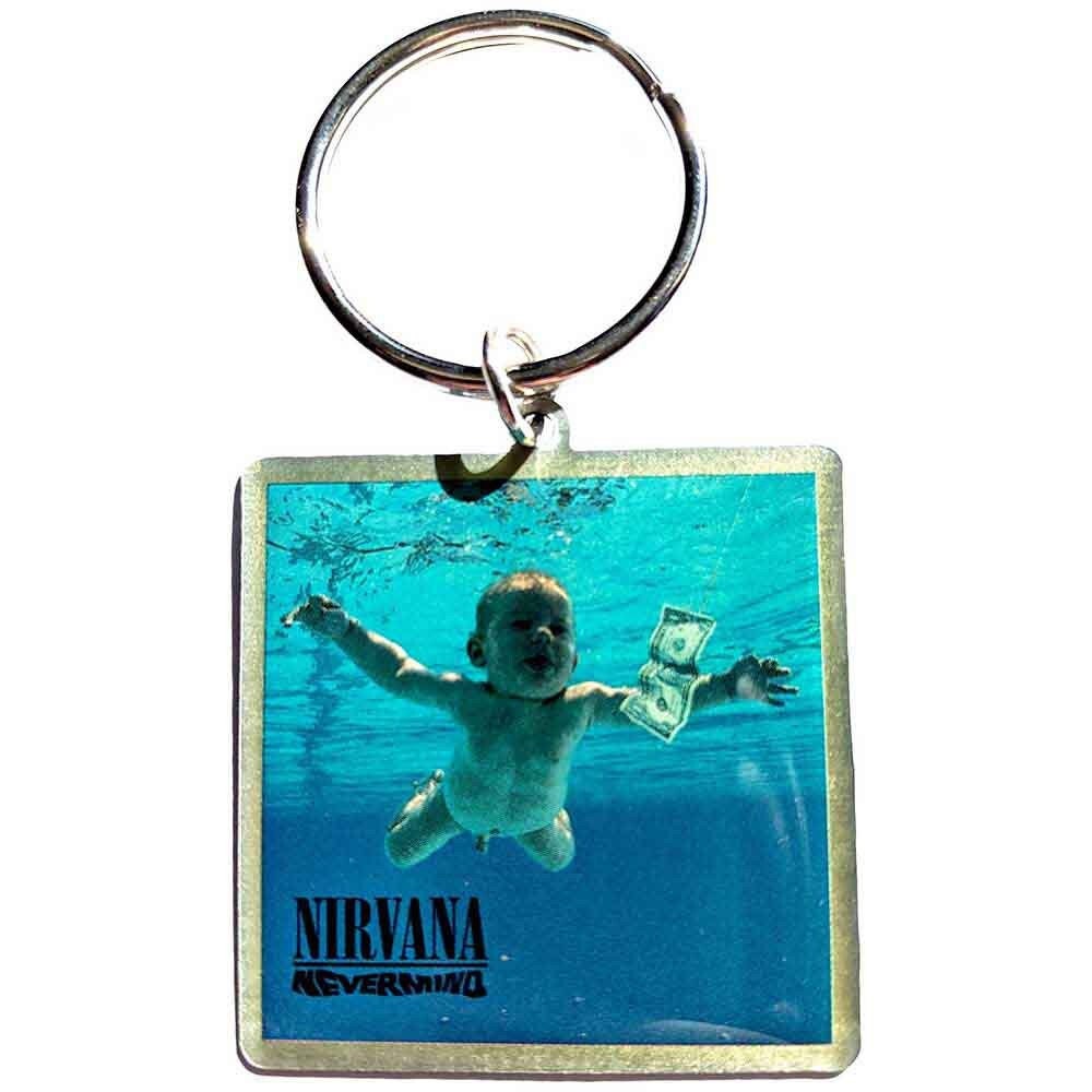 NIRVANA Metal Keychain - Nevermind Photo Album Cover Nirvana - Kurt Cobain Rock Band Keyring Keyfob lanyard