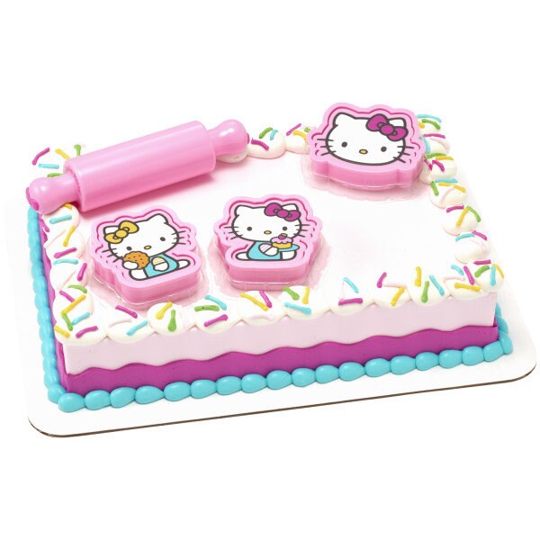 Hello Kitty Cake Topper - Hello Kitty Play Bake Fun! Kids Baking Cookies Birthday Party Cake Decoration - Kids Birthday Decoset Craft Supply
