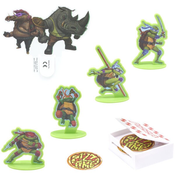 Teenage Mutant Ninja Turtles Cake Topper TMNT Pizza Power! Birthday Cake Decoration Decoset Craft Supply - Ninja Turtles Kids Birthday Party