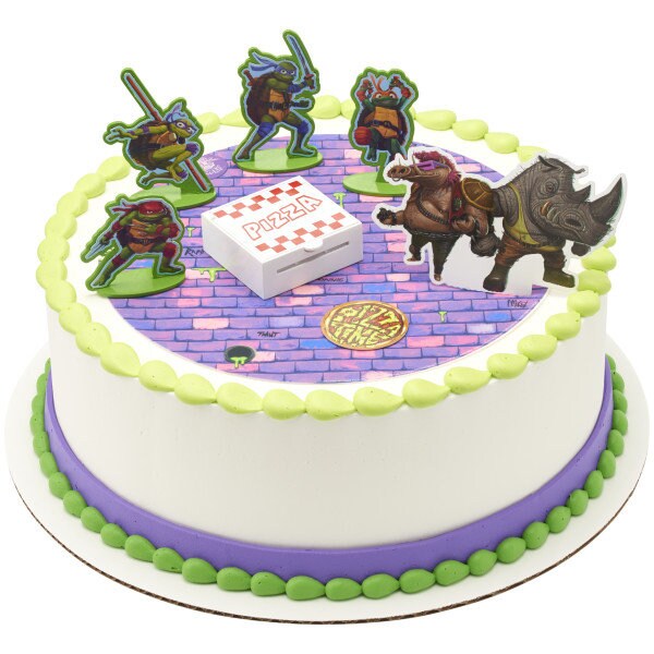 Teenage Mutant Ninja Turtles Cake Topper TMNT Pizza Power! Birthday Cake Decoration Decoset Craft Supply - Ninja Turtles Kids Birthday Party