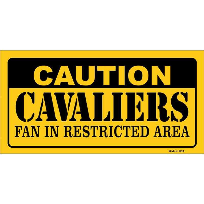 Caution Cavaliers Fan Sticker Decal - 6x3 Inch - Novelty Rectangle Sticker Decal - Basketball Water Resistant Car Truck Window Craft Supply