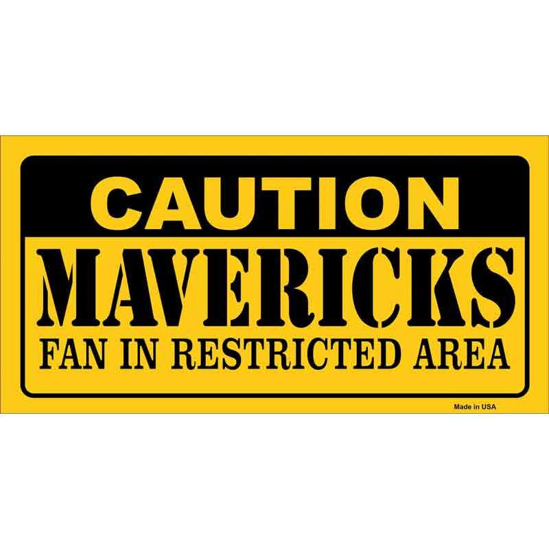Caution Mavericks Fan Sticker Decal - 6x3 Inch - Novelty Rectangle Sticker Decal - Basketball Water Resistant Car Truck Window Craft Supply