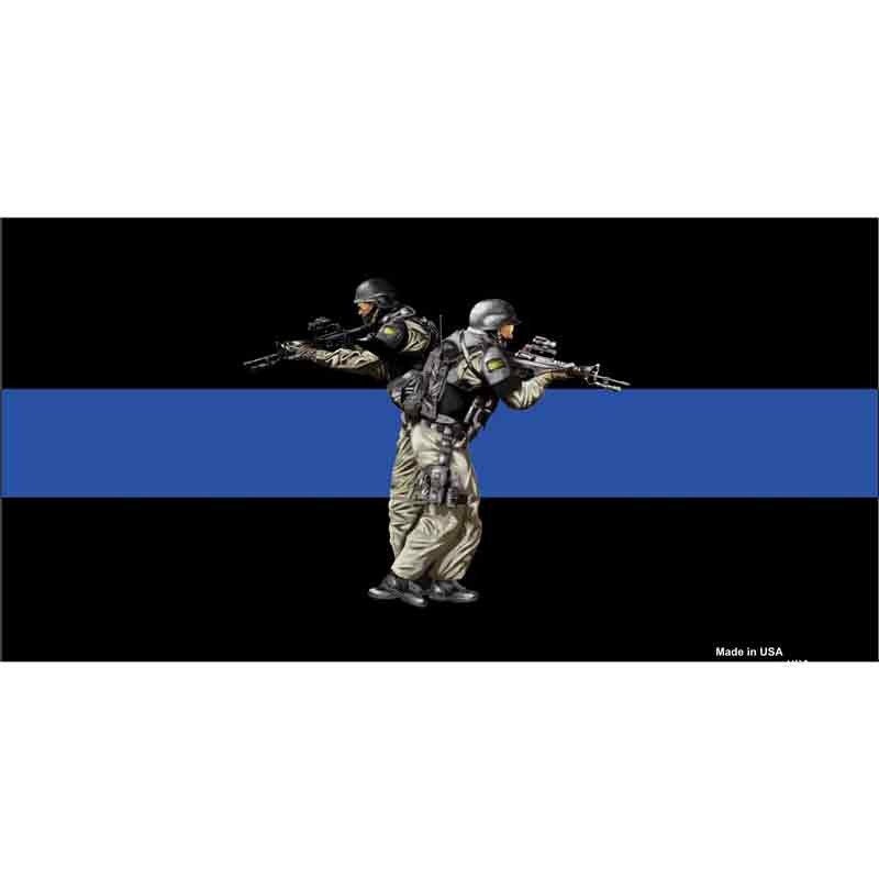 Thin Blue Line Police SWAT Sticker Decal - 6x3 Inch - Novelty Rectangle Sticker Decal - Water Resistant Car Truck Window Craft Supply