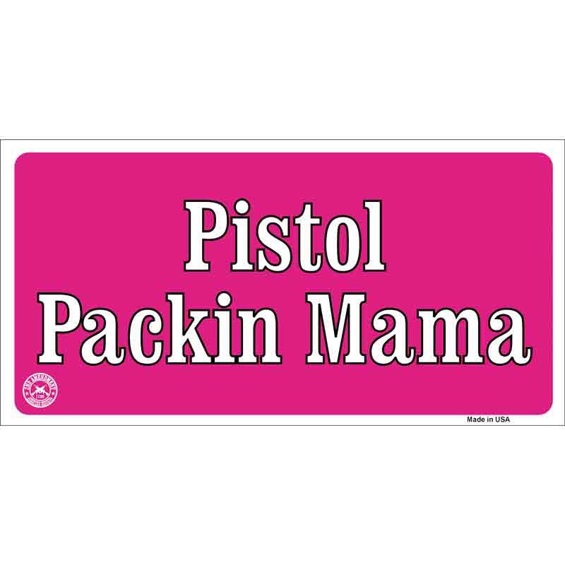 Pistol Packin Mama Sticker Decal - 6x3 Inch - Novelty Rectangle Sticker Decal - Funny Gun Water Resistant Car Truck Window Craft Supply