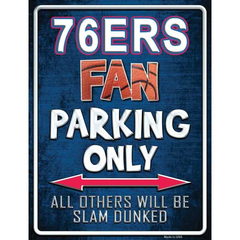 76ers Fan Parking Only Basketball Decal - 6x4.5 Inch - Novelty Rectangle Sticker Decal - Funny Water Resistant Car Truck Window Craft Supply