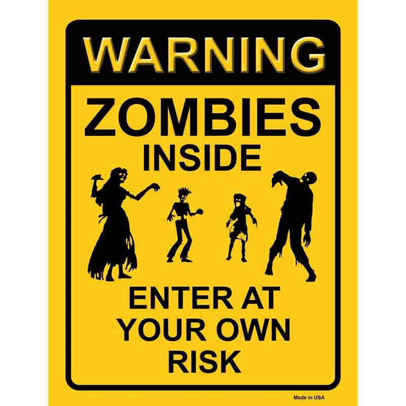 Warning Zombies Inside Enter Own Risk Decal - 6x4.5 Inch - Funny Novelty Sticker Decal - Water Resistant Car Truck Window Craft Supply