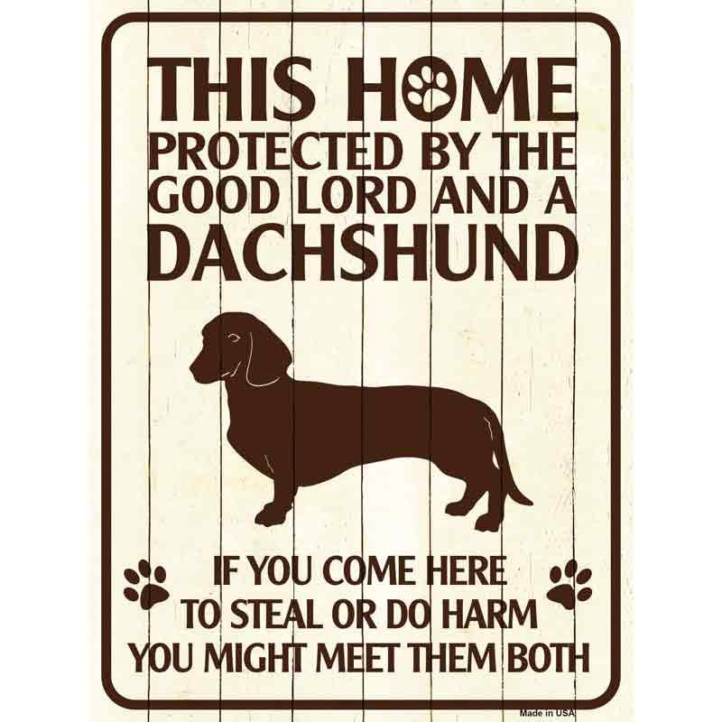 Dachshund Dog Home Protected Decal - 6x4.5 Inch - Funny Guard Dog Novelty Sticker Decal - Water Resistant Car Truck Window Craft Supply
