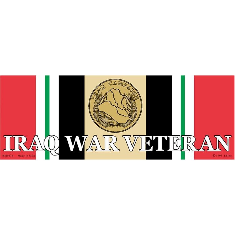 Iraq War Veteran Ribbon Medal Bumper Sticker Decal - Iraqi War Campaign Conflict Veteran Military Navy Marines Army Craft Supply