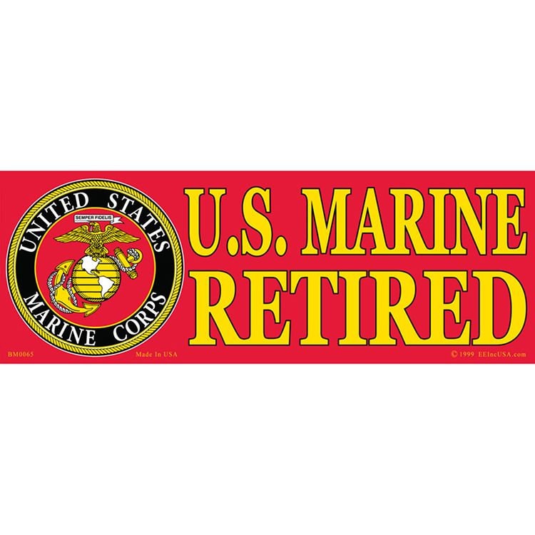 U.S. MARINE RETIRED Bumper Sticker Decal - USMC Retired Veteran Vets Military Navy Marines Army Craft Supply