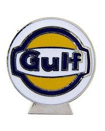 Gulf Logo Lapel Pin - Gas Pump Globe Logo Oil Gas Station Gasoline - Enamel Pin for Backpack Tie Shirt Trading Button Pinback Craft Supply