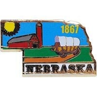 NEBRASKA STATE Map Lapel Pin - The Cornhusker State Enamel Pin for Backpack Tie Shirt Trading Button Pinback Craft Supply