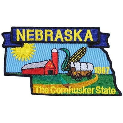NEBRASKA State Map Patch - The Cornhusker State - USA United States of America Embroidered Applique Patch Craft Supply