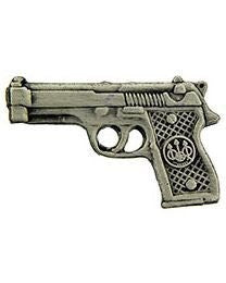 45 Cal Pistol Lapel Pin - ACP 45-9MM Caliber Handgun Pistol Gun Pin - Pewter Pin Backpack Tie Shirt Trading Button Pinback Craft Supply
