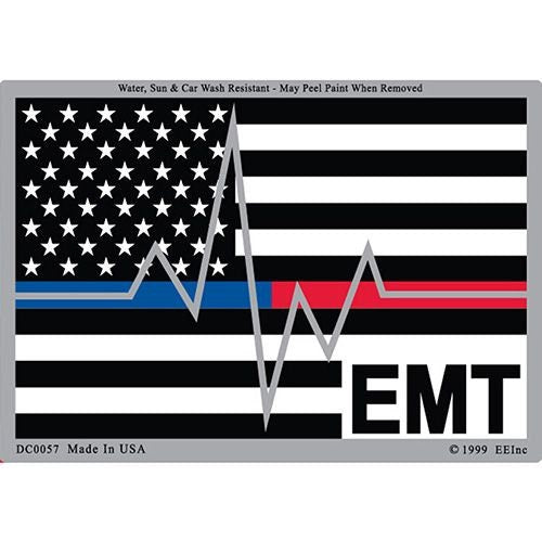EMT Paramedic EMS Sticker Decal - Thin Red/Blue Line Heartbeat - Emergency Medical Tech First Responder Sticker Decal Medic Craft Supply